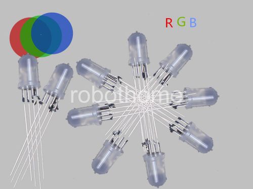 10pcs Green Blue Red LED 5mm 4 pin RGB Diffused Common Anode