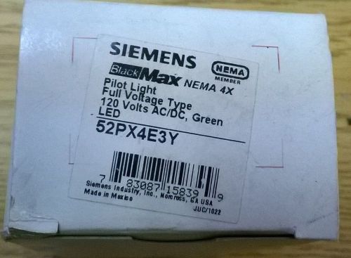 SIEMENS 52PX4E3Y Pilot Light Full Voltage Type 120V AC/DC Green LED