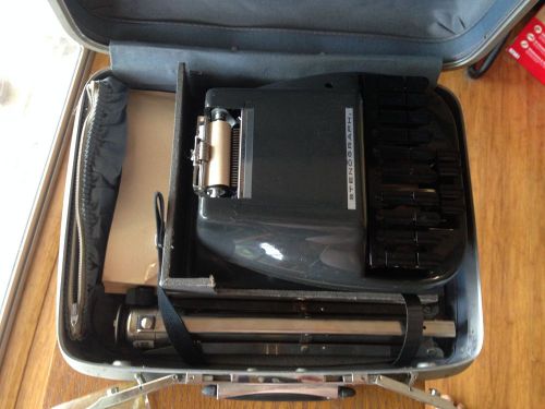 Clean Vintage Stenograph Tripod Reporter Model with paper notes 2 Case keys