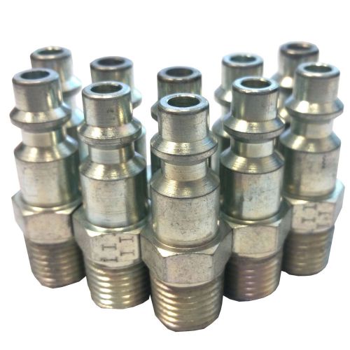 (10pcs) Industrial Interchange Plug Steel 1/4 x 1/4 Male Thread Air Compressor