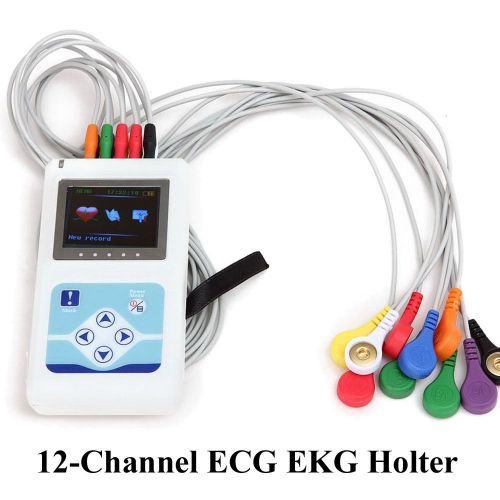 Portable LCD 12-Channel ECG EKG Holter Monitor System Recorder 24H CardioScape