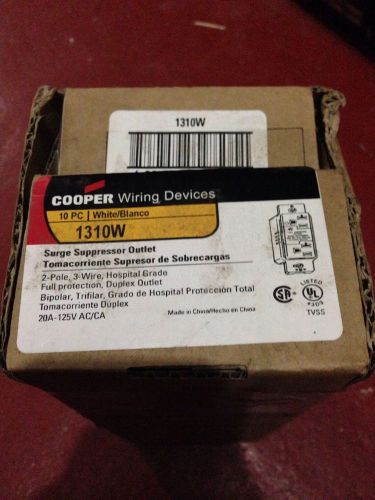 Cooper 1310W (1310 W) Duplex Surge Suppressor Receptacles White- Lot of 10 New