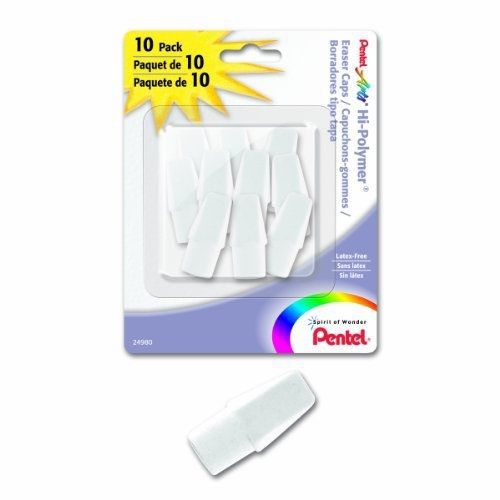 Pentel Arts Hi-Polymer White Cap Erasers (Pack of 10) (ZEH02PABP10)