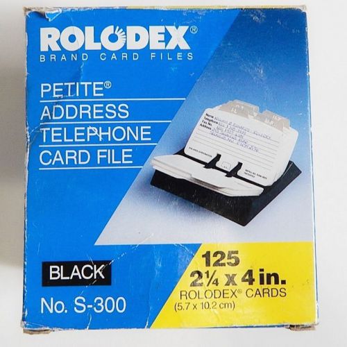 Small Petite Rolodex Card File 130 Address Telephone+125  Blank Cards S300 Black