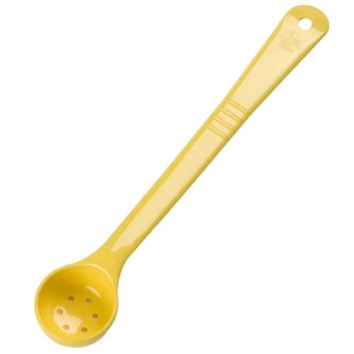 Carlisle 395704 Long Handle Yellow 1 Oz Perforated Portion Spoon
