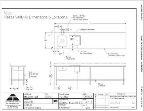 Advance Tabco KSS-3011 Work Table 30&#034; x 132&#034;L w/undershelf, Sink &amp; Ice Station