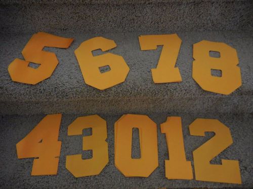 Stahl&#039;s 8 1/2&#034; Gold TWILL heat pressed numbers