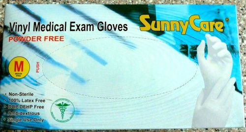 SunnyCare, 100 PC. Vinyl Medical Gloves, Powder Free, Medium New In Box