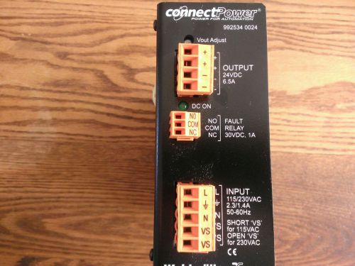 WEIDMULLER CONNECT POWER 992534 0024 24 VOLT POWER SUPPLY 6.5 AMP W/CONNECTORS