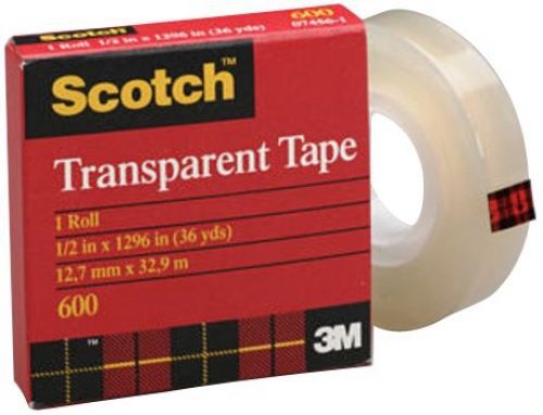 Scotch Transparent Tape, 3/4 x 2592 Inches, Boxed (600)