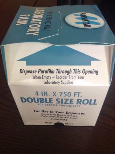 NEW PARAFILM PM-999 LABORATORY FILM 4&#034; X 250&#039; ROLL WRAPPING INTERLINED W/ PAPER