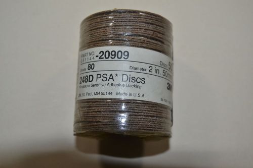 NEW Pack of 50 3M PSA Sanding Discs 051144-20909 248D 2&#034; Grit 80 (WR.13b.C.3a)