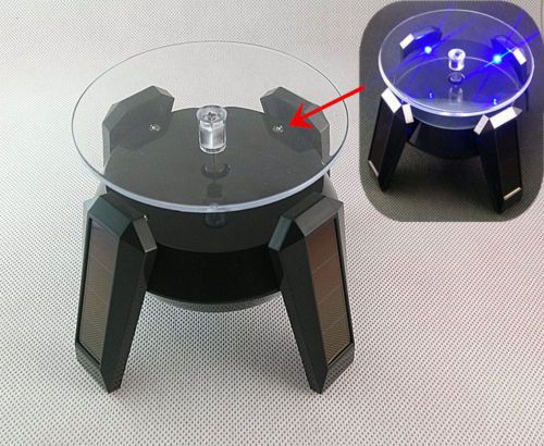 LED Watch Jewelry Solar Powered Rotating Rotary Display Stand Turntable Plate
