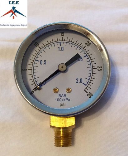 Quality 1/8&#034; npt air compressor gauge 0-30 psi side / bottom mnt mount 2&#034; face for sale