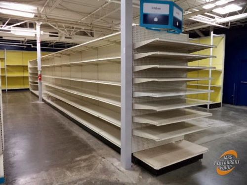 7000 linear feet of wall shelving, wide span &amp; lozier retail gondolas for sale