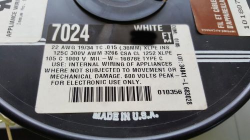 Alpha 7024 22awg Tinned Copper Hook-Up Wire XLPE MIL-W-16878/2 WHITE /40ft