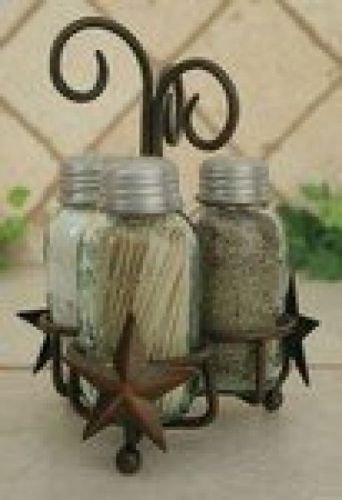 Star Salt Pepper And Toothpick Caddy Rustic Brown Finish