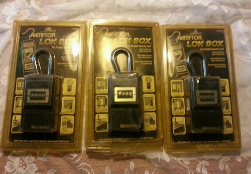 Hampton Lok box Lock Box Portable Security Vault 4 digit combination. Lot of 3
