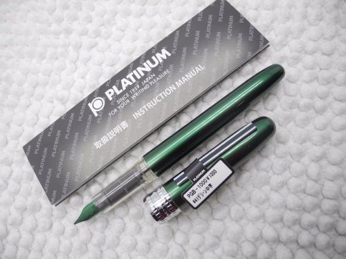 GREEN Platinum Plaisir 0.5mm medium fountain pen free 2 cartridges NO BOX(Japan)