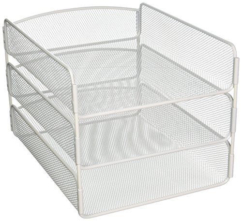 Safco products 3271wh onyx mesh desktop organizer with triple tray, white for sale