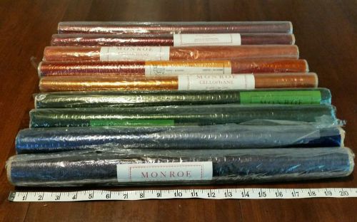 Vintage MONROE Cellophane Gift Wrap/Basket Wrap 9 Rolls 5 Colors 20&#034;W x150&#034; L