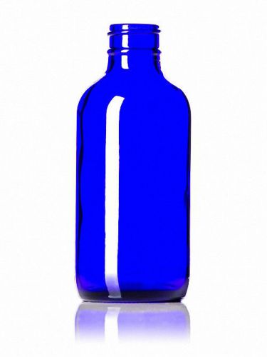4 oz (120 ml) Boston Round BLUE Glass Bottles (Lot of 12) (You Choose Cap)
