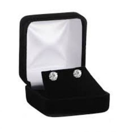 2 black flocked earring gift boxes jewelry box for sale