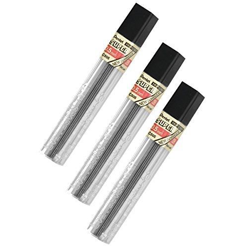 Pentel lead refills 0.5mm 2b, black, 12 leads per tube (c505-2b) - pack of 3 for sale