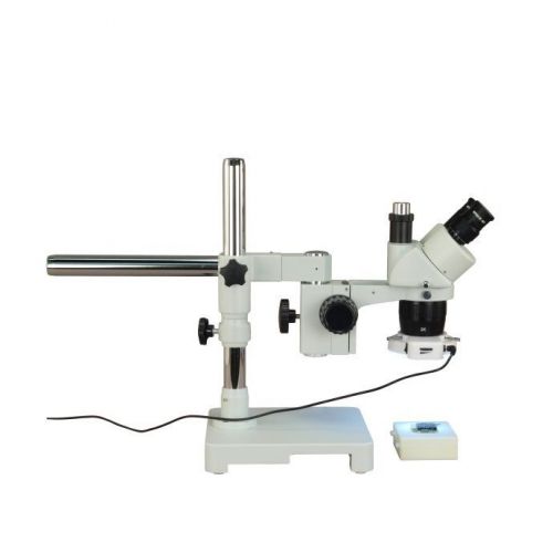 Trinocular 20x-40x stereo single arm boom stand microscope w 56 led ring light for sale