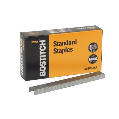 Bostitch Premium Standard Staples, Full-Strip, 0.25 Inch Leg, 5,000 per Box