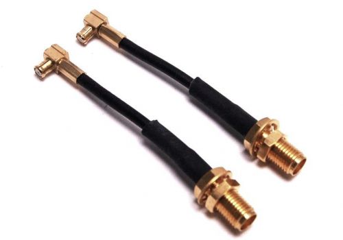 2 two µ-wave systems® rf mmcx f to sma f 90° adapter cable connector 45-v6577-1a for sale