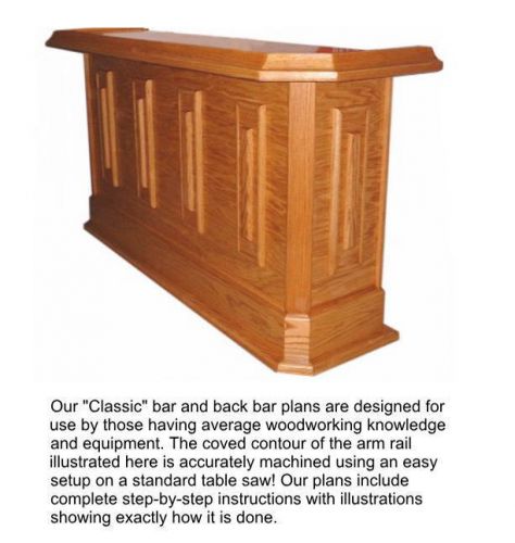 Home Bar Plans Classic Straight Line Design 7 Feet Long. PDF File Sent by Email.