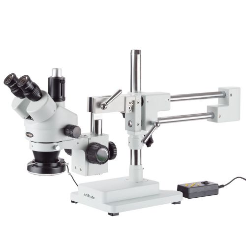 7x-45x trinocular stereo microscope with variable 144-led ring light for sale