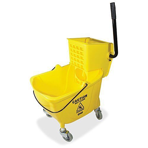 Genuine joe side press wringer mop bucket yellow janitorial commercial cleaning for sale