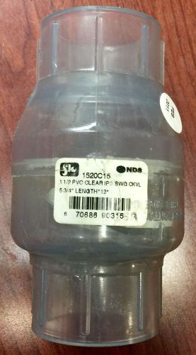 NDS 1520C15 1 1/2&#034; , Clear PVC Swing Valve
