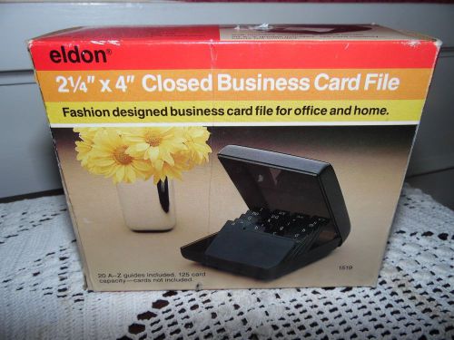 NIB ELDON CLOSED BUSINESS CARD FILE VINTAGE 2 1/4&#034; X 4&#034; GRAY