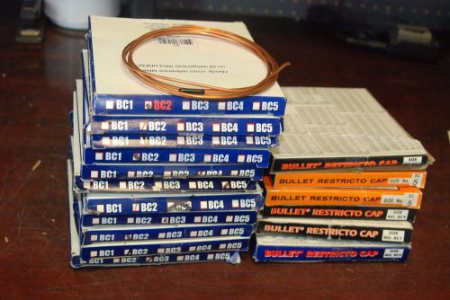 Supco, Bullet Restricto Cap, Copper Capillary tubing, Lot of 17 Assorted boxes