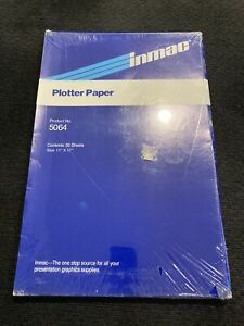 Inmac Plotter Paper 50 Sheets  11”x17” Inmac # 5064 * Sealed NIB *