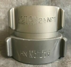 Aluminum Fire Hose Thread Adapter, 2.5&#034; F.NST Swivel x 2 1/2&#034; F.NPT Rocker Lug