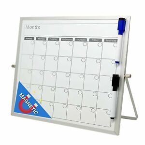 Small Dry Erase White Board Calendar by Abaco Office | 2 Free Markers w/ Magn...