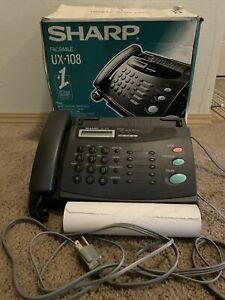 Sharp Facsimile UX-108 Telephone w/ Original Box Extra Paper As Is Read