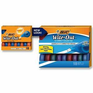 BIC Wite-Out Brand EZ Correct Correction Tape, White, 18-Count, Translucent D...