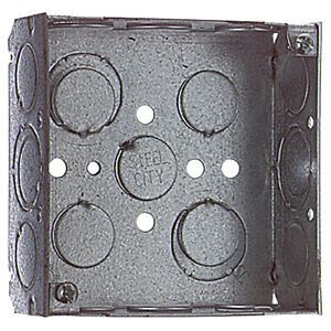 521511234EWGB  Steel Square Box with 1/2-Inch and 3/4-Inch Eccentric Knockouts
