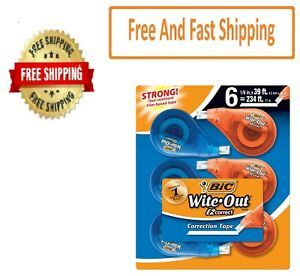 BIC Wite-Out Brand EZ Correct Correction Tape, White, 6 Count
