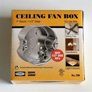 Hubbell Ceiling Fan Box 4&#034; Round 1.5&#034; Deep Chandeliers Light Fixtures NEW