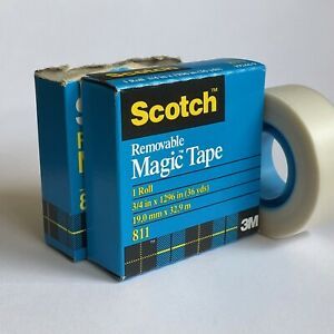 2 Rolls 3M Scotch REMOVABLE Magic Tape 811 3/4&#034; x 1296&#034; Inch (36 Yds) 1&#034; Core