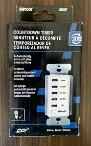 Woods 59007WD In-Wall 30-Minute Decora Digital Countdown Timer,White White