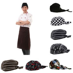 2PCS Chef Tie Back   Chef Headwrap Hat Bandana Hat Adjustable For Unisex