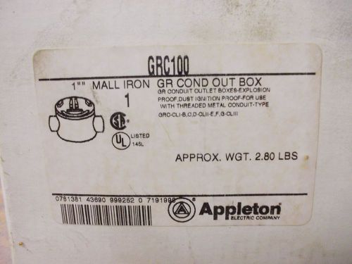 Appleton electric explosion proof outlet box grc100 for sale