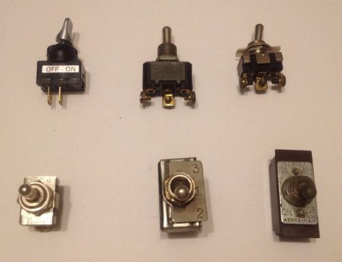 Lot of (6) Vintage Industrial Steampunk On/Off Toggle Switch, Throw Switch, H&amp;H